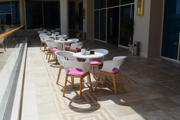 Cozy cafe on the terrace in a modern style