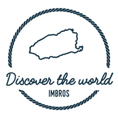 Imbros Map Outline. Vintage Discover the World Rubber Stamp with Island Map. Hipster Style Nautical Insignia, with Round Rope Border. Travel Vector Illustration.