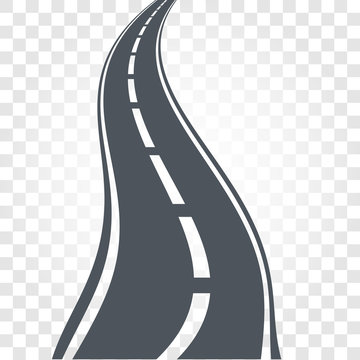 Isolated black color road or highway with dividing markings on checkered background vector illustration.