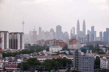 Hazy Kuala Lumpur City from afar