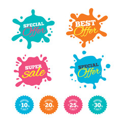 Sale discount icons. Special offer price signs.