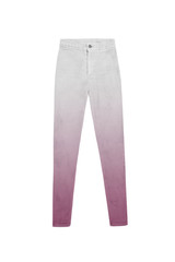 womens high waist gradient jeans pants in gray and red, isolated on white background