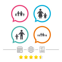 Family with two children sign. Parents and kids.