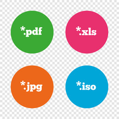 Document signs. File extensions symbols.