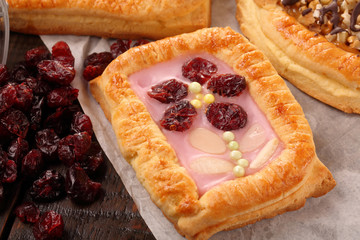 Mazurek traditional polish easter cake on wooden background