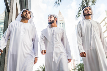 Arabian businessmen meeting outdoors