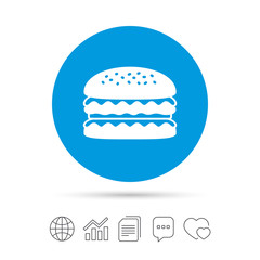 Hamburger icon. Burger food symbol.