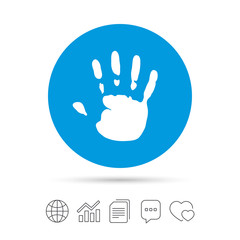 Hand print sign icon. Stop symbol.
