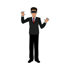 Fototapeta premium man wearing virtual reality goggles icon image vector illustration design