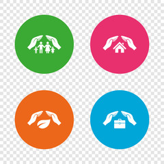 Hands insurance icons. Human life-assurance.