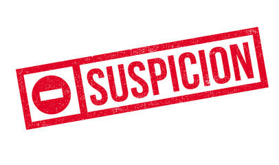 Fototapeta premium Suspicion rubber stamp. Grunge design with dust scratches. Effects can be easily removed for a clean, crisp look. Color is easily changed.