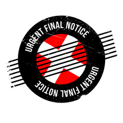 Urgent Final Notice rubber stamp. Grunge design with dust scratches. Effects can be easily removed for a clean, crisp look. Color is easily changed.