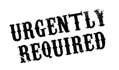 Urgently Required rubber stamp. Grunge design with dust scratches. Effects can be easily removed for a clean, crisp look. Color is easily changed.