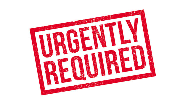 Urgently Required rubber stamp. Grunge design with dust scratches. Effects can be easily removed for a clean, crisp look. Color is easily changed.