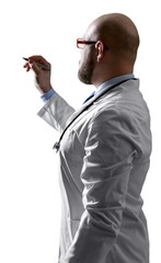 Doctor is looking at.