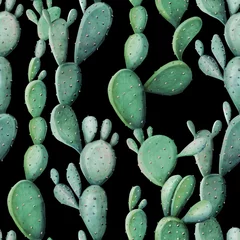 Fotobehang Watercolor cactus tropical garden seamless pattern. Watercolour cactus © Tasiania
