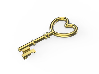 3D illustration gold key