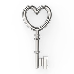 3D illustration silver key