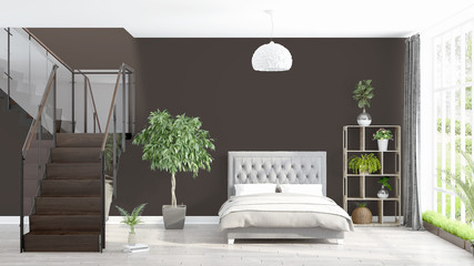 Modern bright interior . 3D rendering