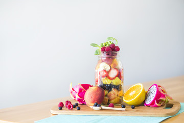 Fruit assortment in a mason jar