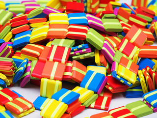 Fototapeta na wymiar A Jacob's ladder toys (also magic tablets, Chinese blocks, and klick-klack toy) is a folk toy consisting of blocks of wood held together by ribbons.