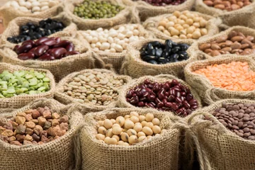 Foto op Canvas Various dry legumes in burlap sack © peangdao