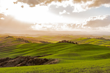 Fototapeta na wymiar panorama of the hills of Siena in winter
