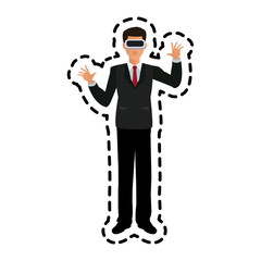 man wearing virtual reality goggles icon image vector illustration design