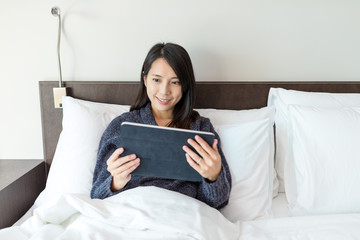 Woman use of digital tablet computer