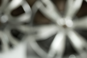 abstract blurred of bokeh light in black and white background:blurry circle shiny light in gray...
