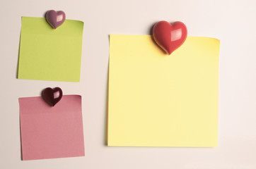 Blank Reminder Sticky Notes with Heart Shaped Fridge Magnets