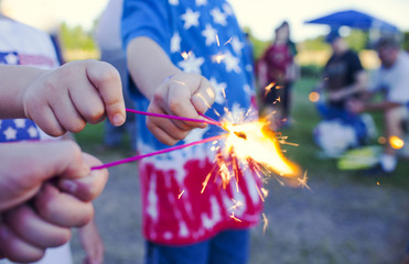 Happy little children celebrating independence day