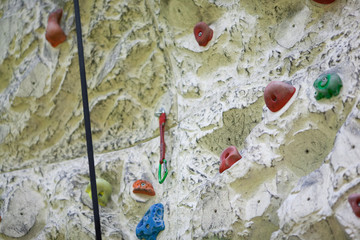 Close up of a bouldering wall for climbing