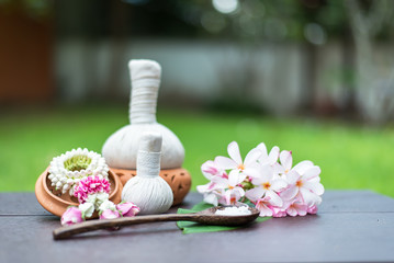 Spa massage compress balls, herbal ball and treatment spa, Thailand, select focus
