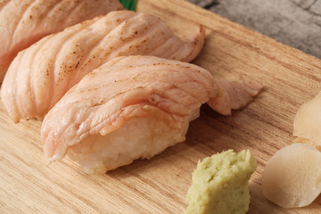 Salmon aburi sushi or Salmon burn