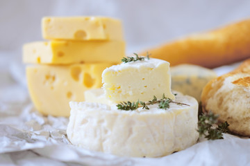 Cheese plate with different kinds of cheese
