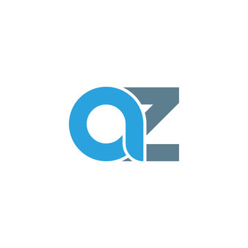 Initial letter az modern linked circle round lowercase logo blue gray
