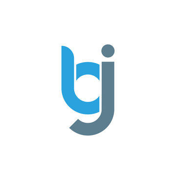 Initial letter bj modern linked circle round lowercase logo blue gray