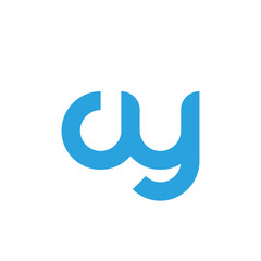 Initial letter cy modern linked circle round lowercase logo blue gray