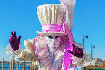 Naklejka premium person with carnival costume in Venice