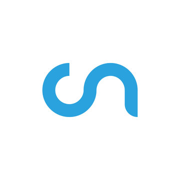 Initial letter cn modern linked circle round lowercase logo blue gray