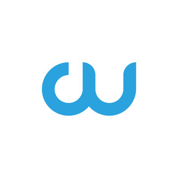 Initial letter cu modern linked circle round lowercase logo blue gray