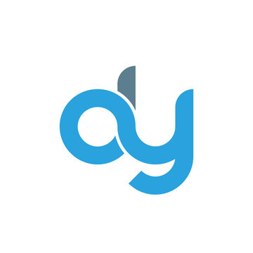 Initial letter dy modern linked circle round lowercase logo blue gray