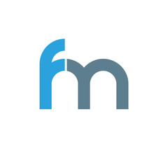 Initial letter fm modern linked circle round lowercase logo blue gray - obrazy, fototapety, plakaty