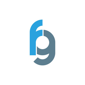 Initial letter fg modern linked circle round lowercase logo blue gray