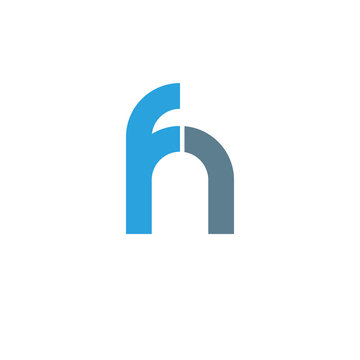 Initial letter fn modern linked circle round lowercase logo blue gray