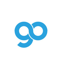 Initial letter go modern linked circle round lowercase logo blue