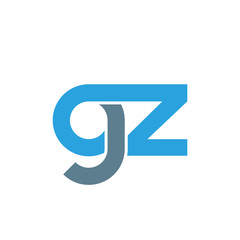 Initial letter gz modern linked circle round lowercase logo blue gray
