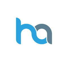 Initial letter ha modern linked circle round lowercase logo blue gray