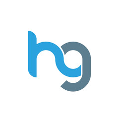 Initial letter hg modern linked circle round lowercase logo blue gray